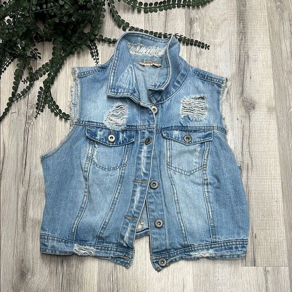Distressed Denim Vest - Picture 1 of 3